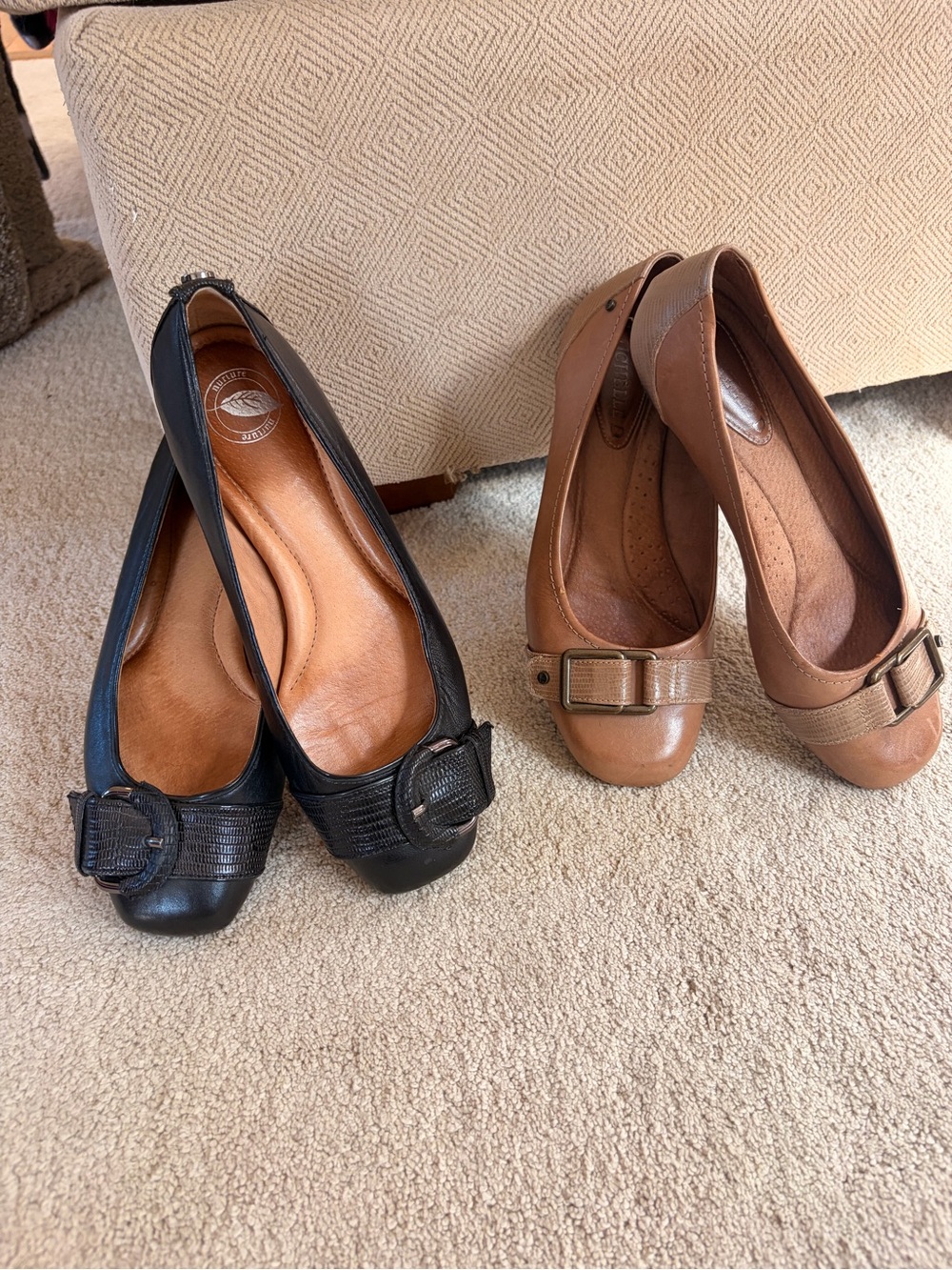 Michelle D Two-Pair Ballet Flats Set in Black & Brown
